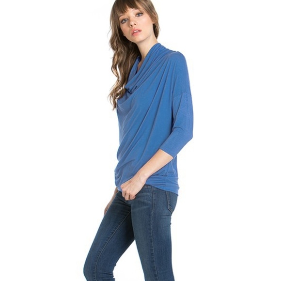 Azules | Drape Neck Top - Blue ❤️ Various - Picture 3 of 5